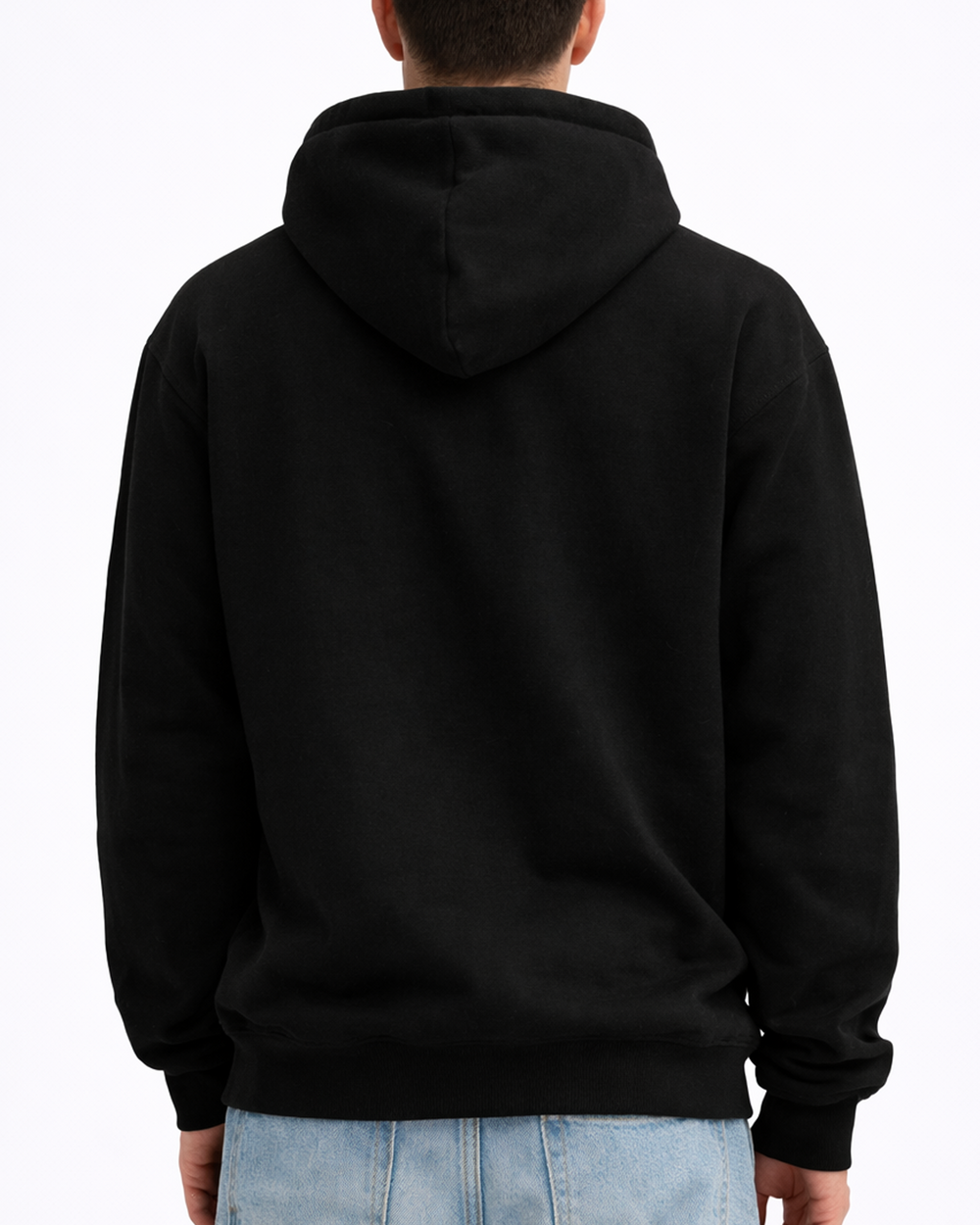 Dos du hoodie midweight noir porté
