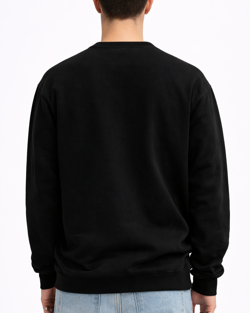 Dos du crewneck midweight noir porté